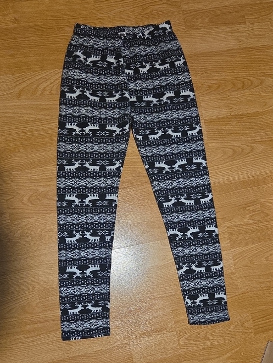 ICON Pants - Black & White Reindeer Print Fleece Leggings